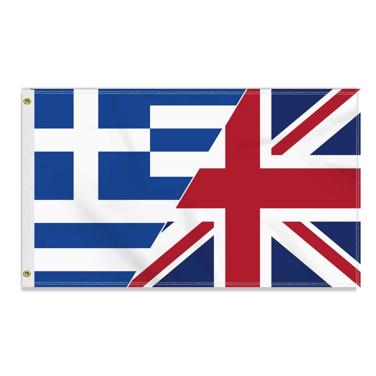 3×5 FT Greece British Friendship Flag, Large 90×150 CM 150D Greek Outdoor Banner,Decor Garden With Brass Gromment