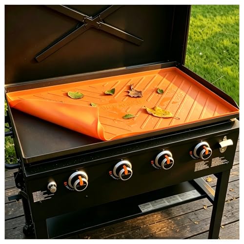 Caketime 36 Inch Silicone Mat for Blackstone Griddle Accessories Grill Top Cover Protector Waterproof Heat Resistant Durable Heavy Duty Cooking Baking BBQ Outdoor Tool Orange Father Dad Men Gifts