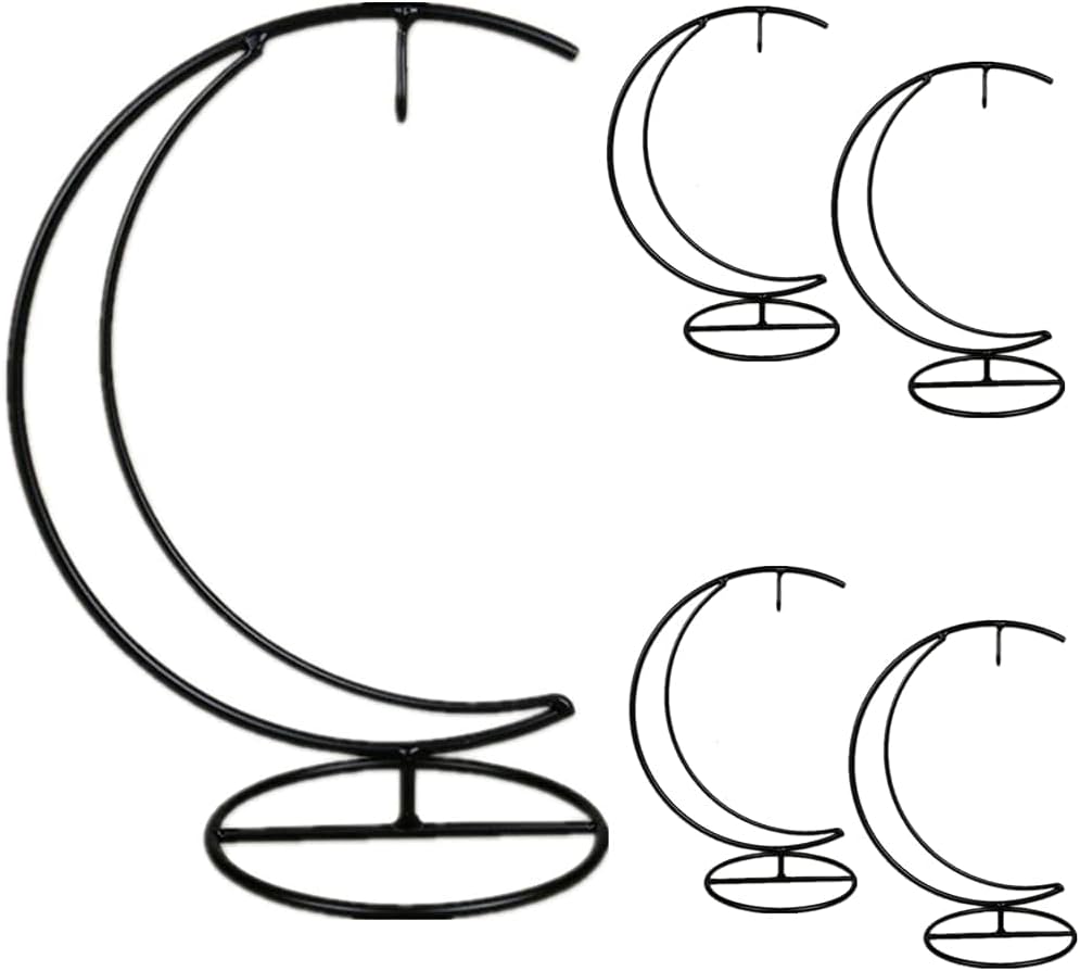 Ornament Display Stand, Moon Shaped Iron Hanging Stand Rack Holder for Home Wedding Decoration, Hanging Glass Globe and Witch Ball(Without Glass Bottle) (2)