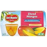 Del Monte Diced Mangos No Sugar Added Plastic Fruit Cups, 4.4 Ounce (Pack of 24)