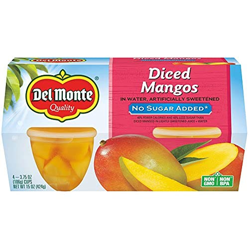 Del Monte Diced Mango Fruit Snack Cups, 4.4 Ounce (Pack of 24)