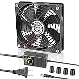 WDERAIR 120mm x 25mm Computer Fan with AC Plug,110V 120V 220V 240V AC to DC 12V Variable Speed for Electronic, PS, Router, Xbox, Greenhouse, Modem, Amplifier, Receiver, Terrarium Cooling Ventilation