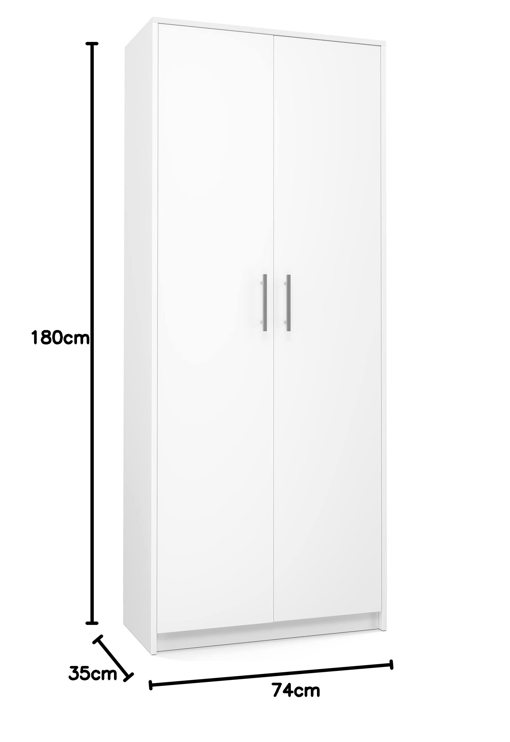 Armoire Rangement Blanche 74x180cm - 6 étagères + Compartiment Extra Pour Maison/bureau