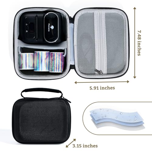 Image of Phomemo Case for M110 /M220 /M250 /M221 /M108 Label Maker,Oxford Fabric Waterproof & Shockproof Portable Label Printer Storage Bag for Labels Roll, USB Cable, Black (Only Bag)