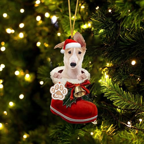 Personalized Borzoi Ornaments - Santa Boot Christmas Tree Decor, Borzoi Gifts for Dog Lovers 2023