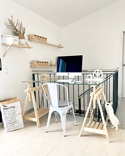 Caballete Archi Tec blanco regulable e inclinable en altura de madera de pino con balda (70/98,7x70x45cm) - imagen 3