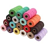 ZOENHOU 18 Stück Makramee Garn 2mm x 100M, 18 Farben Baumwollkordel Set,Makramee-Schnur, 2 Strang Verdrehte DIY Bastelschnur für Wandbehang, Pflanzenhänger, Boho Deko (1800 Meter Naturbaumwolle)