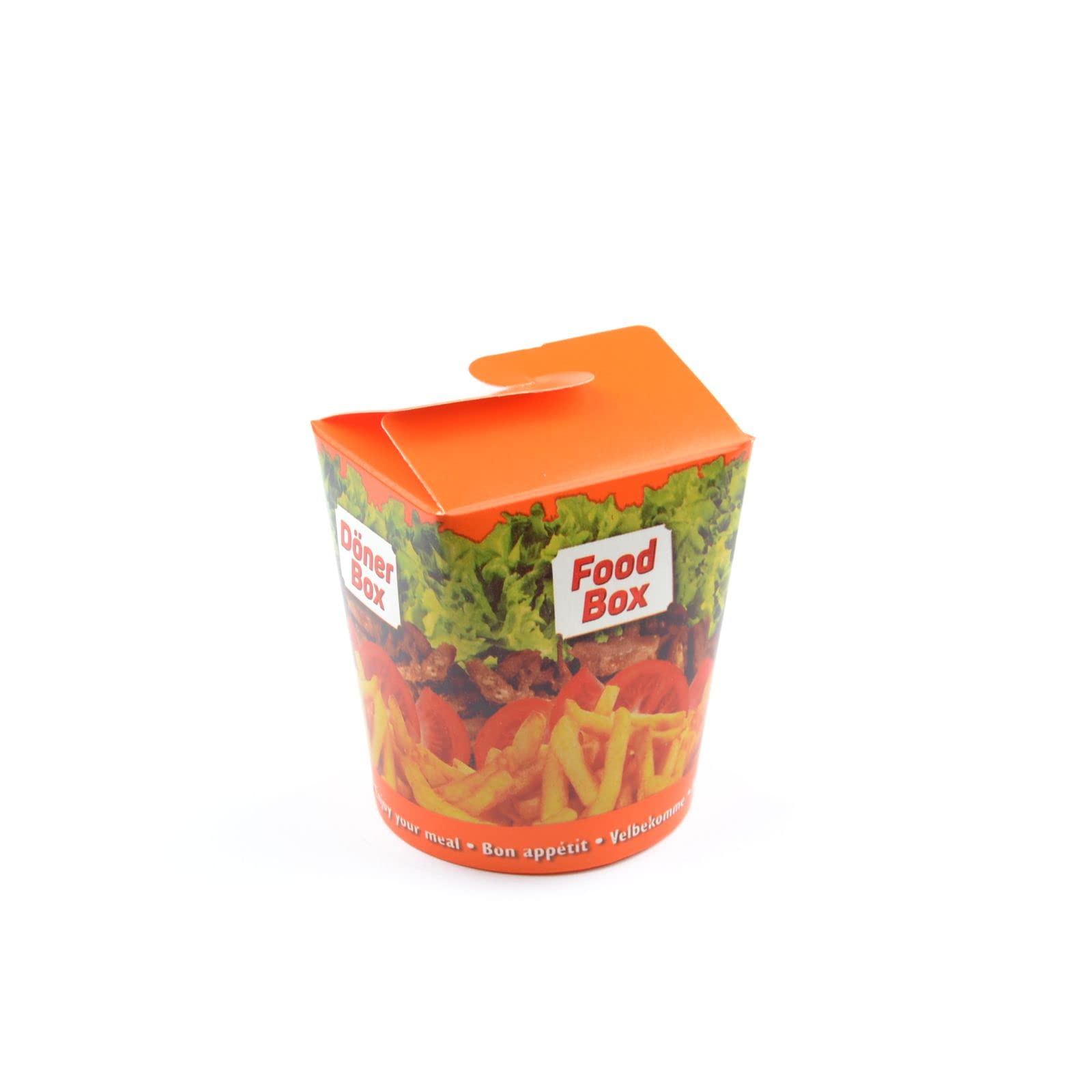 500 Stück Dönerboxen Guten Appetit (16 OZ), 500 ml Beschriftung Guten Appetit Foodbox Asiabox Nudelbox Kebab Faltbox Pappbox Take Away
