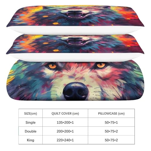 Funda nórdica de lobo 3D 200x200cm con fundas de almohada de microfibra 7