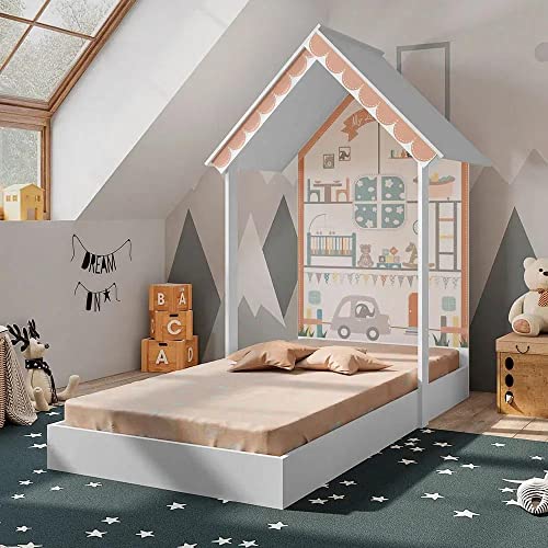 Mini Cama Casinha Montessoriana Home Branca Pura Magia Branco