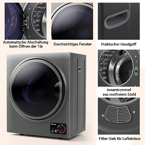COSTWAY Mini-wasdroger, elektrische droger, afvoerluchtdroger, 2,5 kg, 42 liter, 850 W, 4 droogmodi (grijs) - Image 4