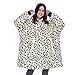 XKUN Couverture Couverture De Télévision Géante avec Manches en Polaire Sweat À Capuche Casual Deer Imprimer Femmes Sweats À Capuche Surdimensionnée Chaud Pull Lâche Sudaderas-Leopard,One Size