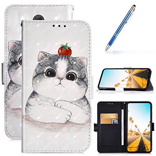 Robinsoni Case Compatible with Huawei Mate 20 Lite / Maiman 7 Cover PU Leather Case Folio Flip Wallet Cover with Kickstand Hand Strap Card Slots Magnetic Closure Notebook Cover Wallet Case,Catty