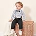 SOLOYEE Baby Boy Clothes Suits 18-24 Months Baby Boys Formal Wedding Outfits Long Sleeve Dress Shirt + Suspender Pants + Bowtie + Beret Gentleman Clothing Set (Black, 18-24 Months)