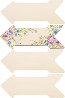 Veemoon 4pcs Unfinished Wood Arrow Sign Blank Arrow Craft Cutouts DIY Wooden Hanging Plaque Decoration Unpainted Directional Slices Rustic Farmhouse Wall Art Plaque for Home Office Wedding Garden