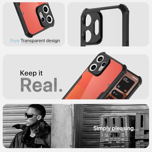 Image of Outlouders Back Cover for CMF by Nothing Phone 2 Pro 5G | Ultra Hybrid Transparent | Full Camera Protection | Raised Edge | Crystal Clear Bumper Case(Black)