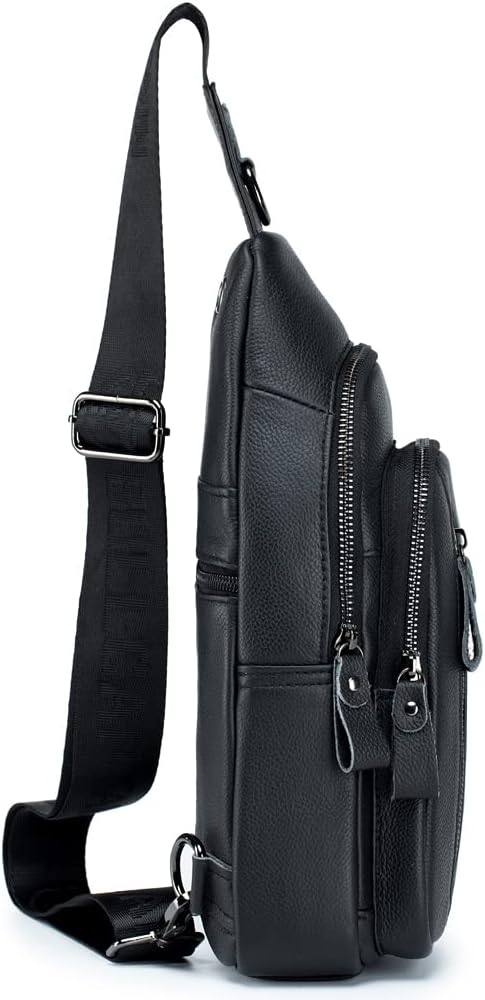 KPYWZER Vintage Leather Sling Bag Backpack for Men Crossbody Shoulder Chest Day Pack Backpacks - Image 3
