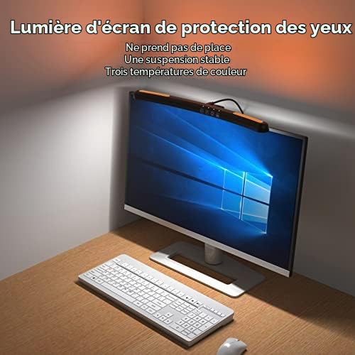 Lampe de Moniteur D'ordinateur, Barre Lumineuse de Moniteur D'écran incurvé pour Le Soin des Yeux, Gradation Tactile, Pas D'éblouissement de L'écran, Lampe D'ordinateur LED USB C