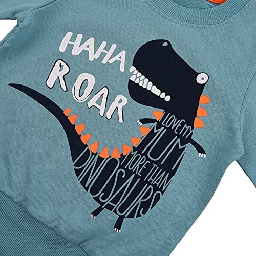 ROWEY Toddler Boys Sweatshirts Dinosaur Long Sleeve Clothes Kids Sport Outdoor Crewneck Pullover Tops Tees 100% Cotton 3 51FNlsgq7AL. AC
