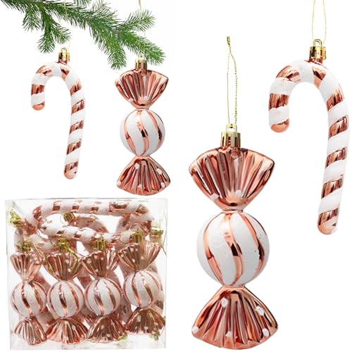 12 Stück Glitzer Weihnachtsbaumschmuck Roségold,XXL Weihnachtskugeln...