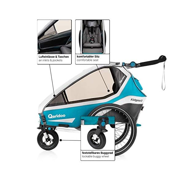 Qeridoo Kidgoo1 (2020/2021) Kinderfahrradanhänger, Fahrradanhänger 1 Kind - Petrol – Bild 5