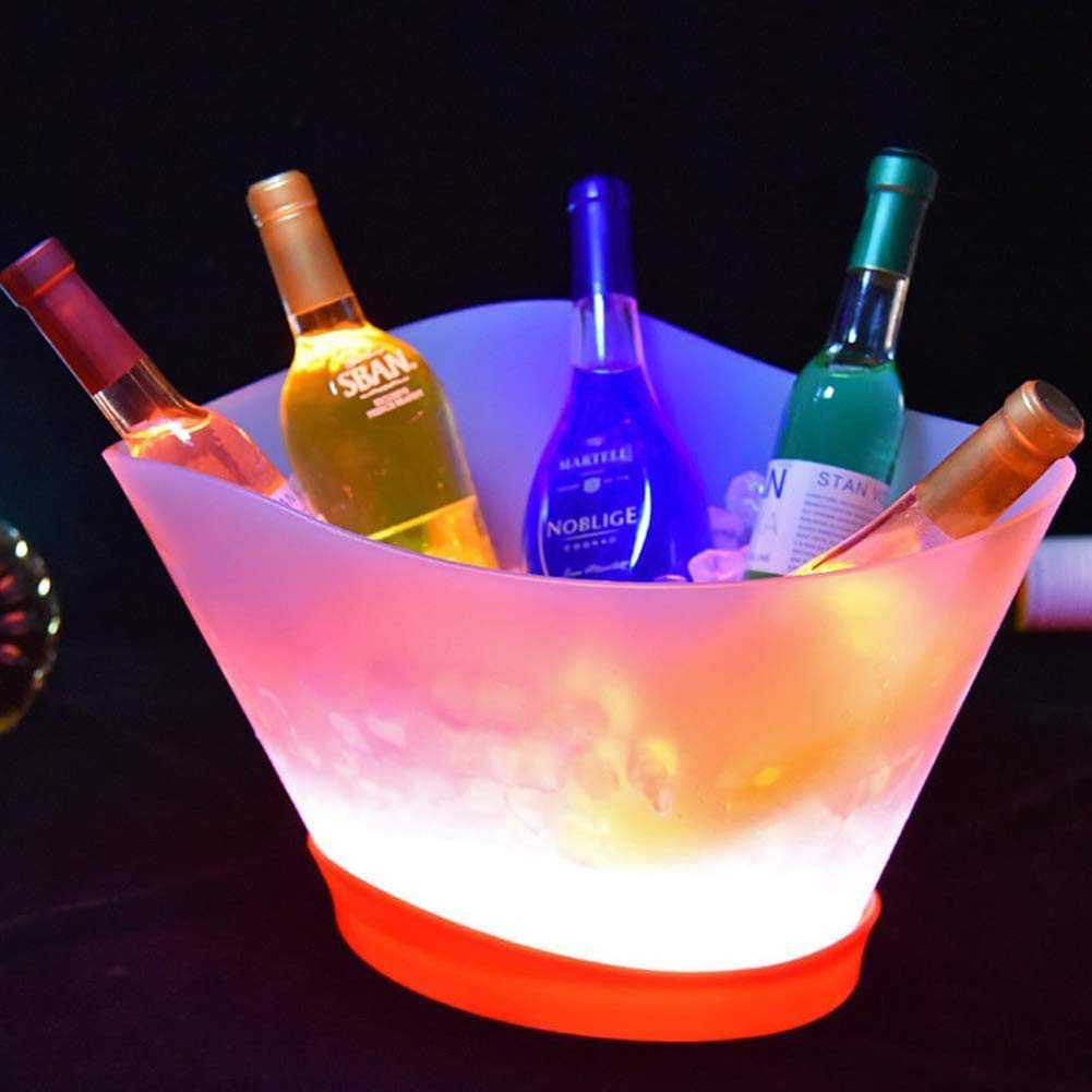 Seau À Glace LED Seau À Glace Lumineux De Grande Capacité De 12 litres avec 7 Couleurs Changeantes Rechargeable Champagne Vin Boissons Bière Seau À Glace Party Bar Accueil