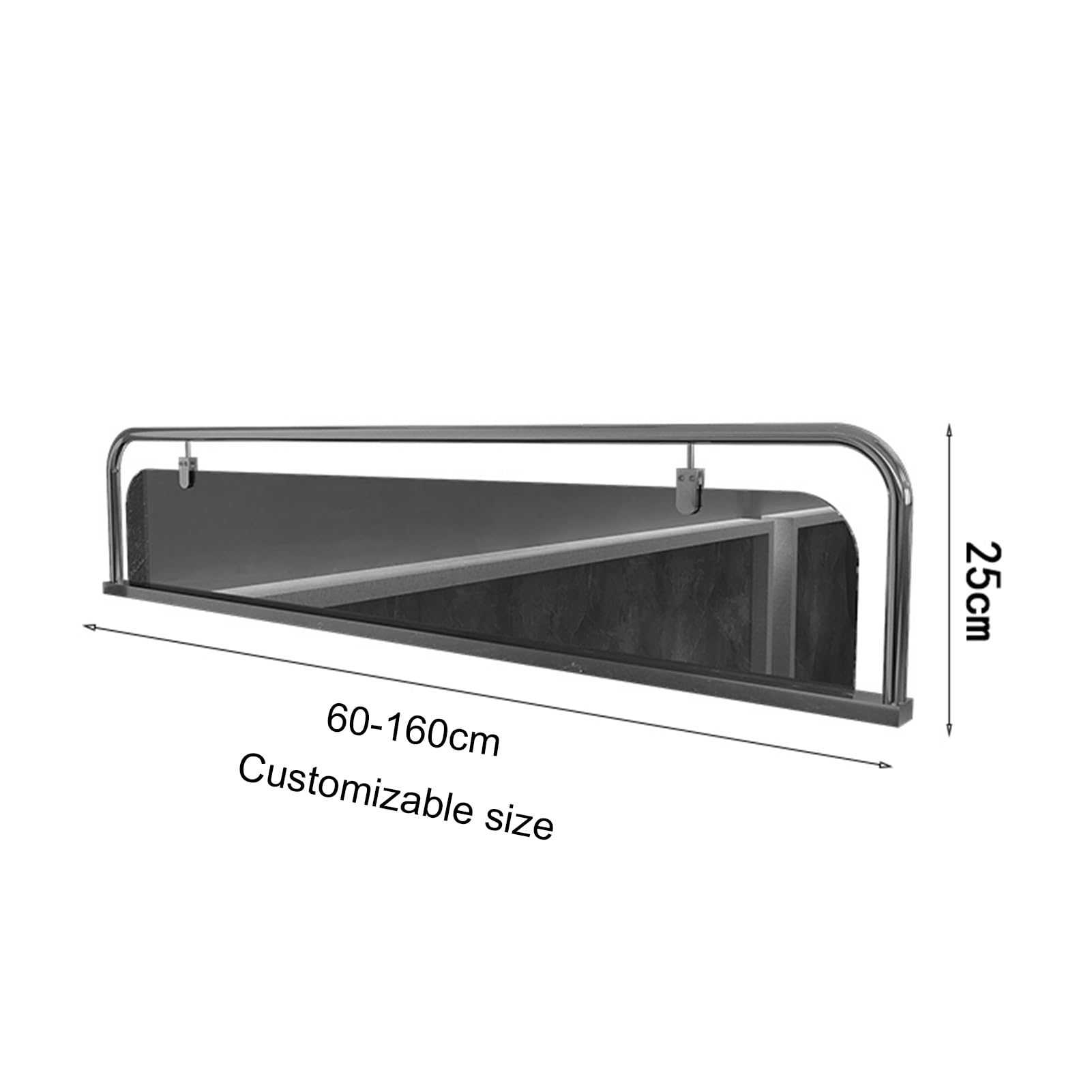 Divisor de hierro comercial para zonas de comedor, paneles translúcidos para encimeras para hoteles y bares, color negro, 100 x 25 cm, elegante solución de separación de habitaciones