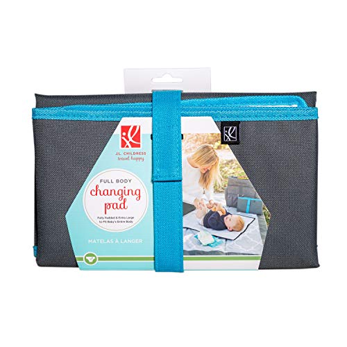 Image of J.L. Childress Full Body Portable Changing Pad for Babies - Diaper Changing Mat for Travel, Baby Accessory Essentials, Wipeable & Water-Resistant, Foldable & Compact, Padded, Extra Large - Grey /Teal