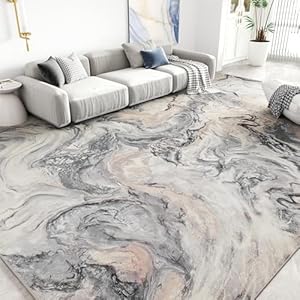 6×9 Area Rugs for Living Room, Modern Abstract Rug for Bedroom, Cream and Grey Machine Washable Rug, Large Stain Resistant Carpet for Dining Room Playroom Home Office, Pet & Kids Friendly