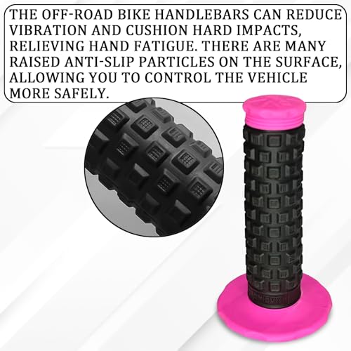 Image of 2PCS Motorcycle Handlebar Grips, 7 /8 inch Anti-Slip Dirt Bike Grips, Universal Motocross ATV Rubber Pillow Top Grips for CR80R /85R,CRF150R, CR125R /250R,CRF450R, CRF150F CRF230F CRF450F(Pink)