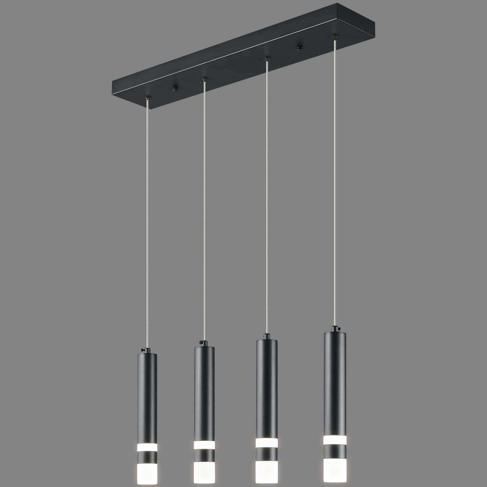 LIANGMH 4-Light Dining Room Modern Pendant Light Kitchen Fixture Dimmable LED Black Mini Pendant Lighting fo Kitchen Island Study Pendant Lights