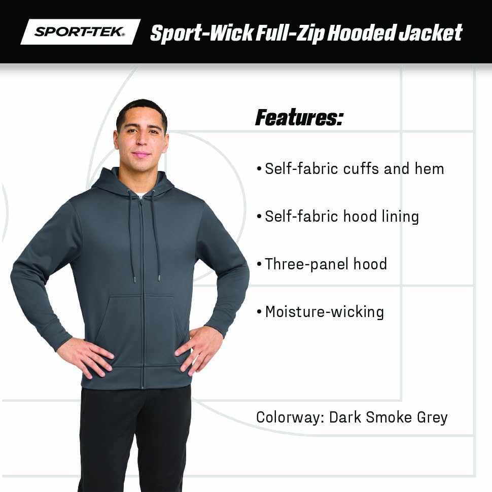 SPORT-TEK Unisex Sport-Wick Fleece Full Zip Hooded Jacket - Image 5