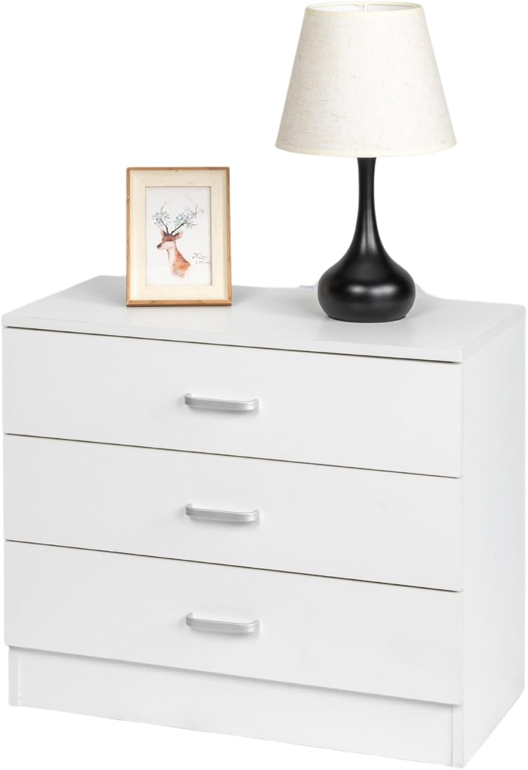 3 Drawer White Dresser for Bedroom, Small Dresser Chest of Drawers, Modern Nightstand, Bedroom Storage with 3 Drawers, Dresser for Living Room, Hallway, Nursery