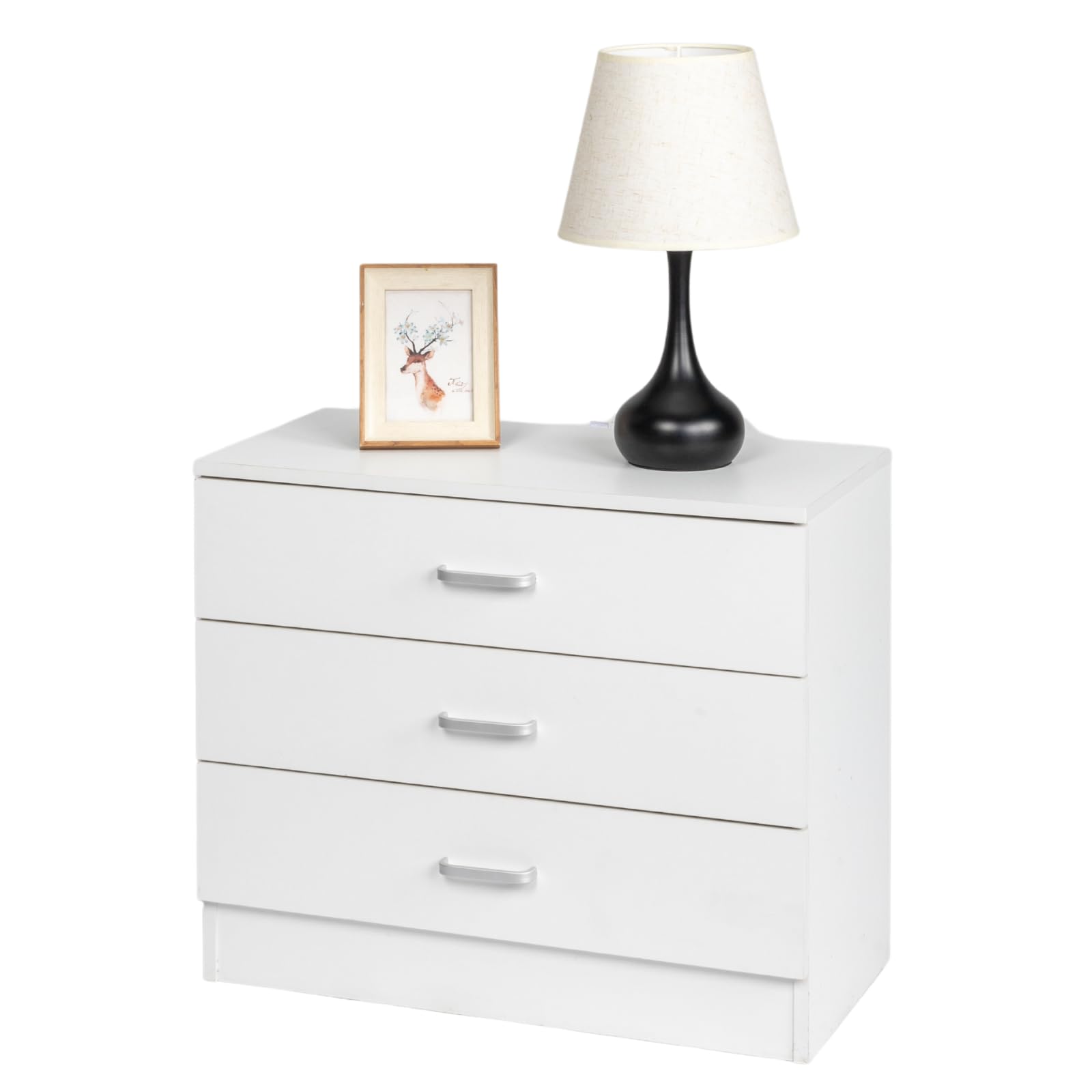 HOBBYZOO 3 Drawer White Dresser for Bedroom, Small Dresser Chest of Drawers, Modern Nightstand, Bedroom Storage with 3 Drawers, Dresser for Living