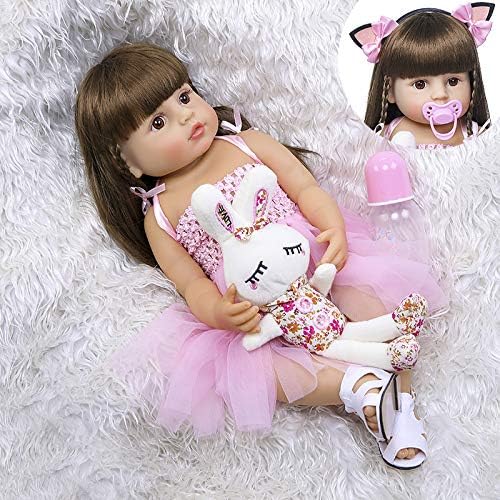 Miniatura 3 de Pinky Lovely - Muñecas de bebé recién nacidas de 22 pulgadas y 21.7 in, de cuerpo completo, de vinilo de cuerpo completo, aspecto realista, de pelo