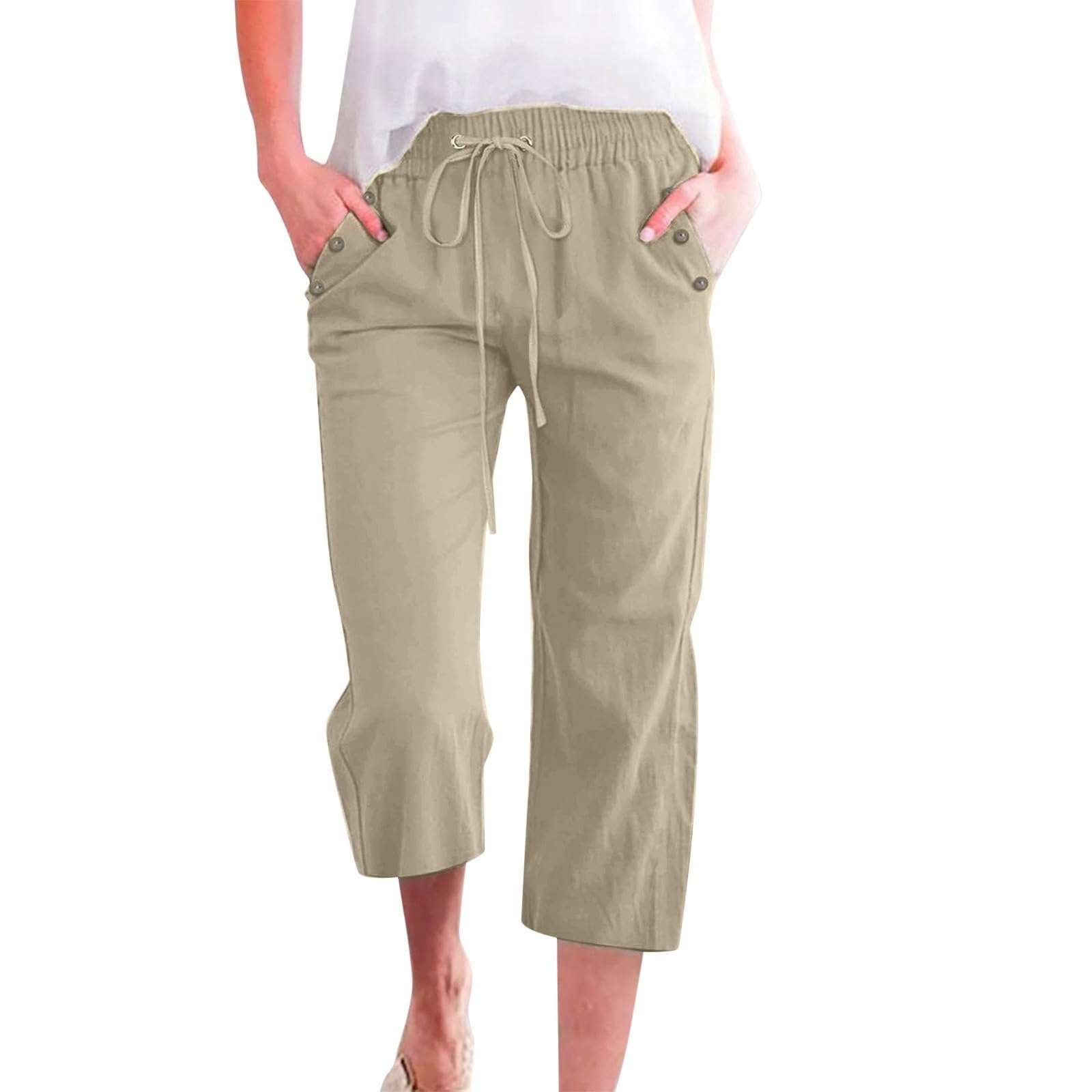 Pantalon lin 7/8 ample contre la chaleur de la mi-saison