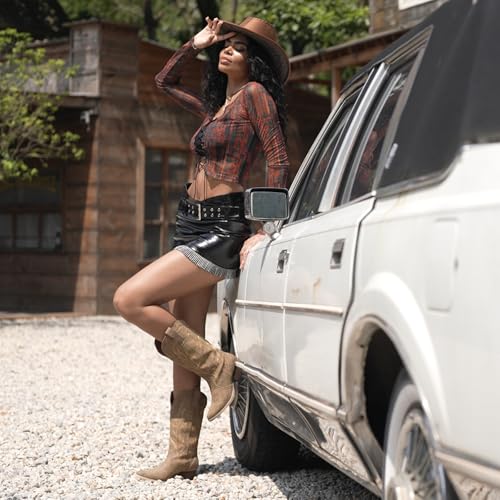 image for HISEA Rollda Cowboy Boots for Women, Cowgirl Boots, Comfortable Wester