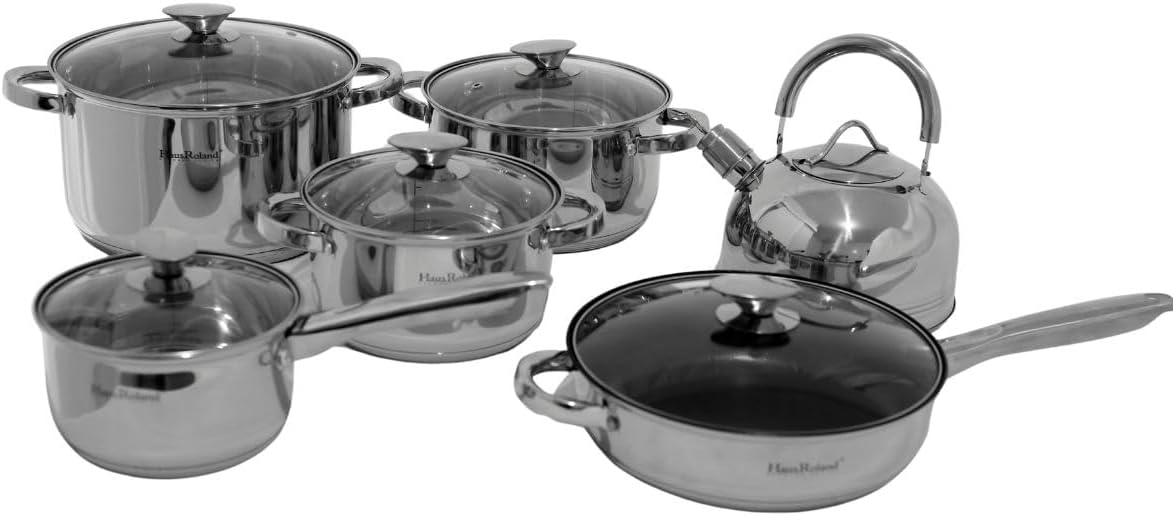 Jogo de Panelas em Aço Inox, 6 Peças, Fundo Triplo, Inclui C... - imagem principal do produto