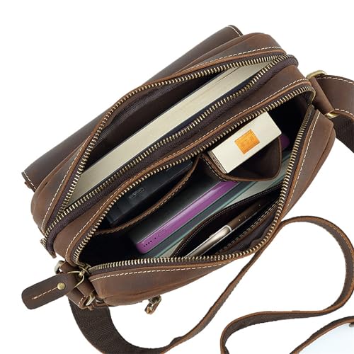 Vintage Men's Messenger Bag Genuine Leather Handbags For Casual Office Use Fashionable Crossbody Shoulder Bag3