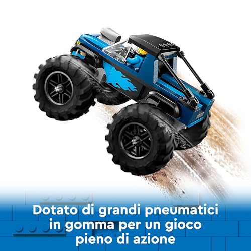 City Monster Truck Blu, Giocattolo Fuoristrada Off-Road da Costruire, Giochi per Bambini e Bambine da 5 Anni in su con Costruzioni, Regalo Divertente con Minifigure del Pilota del Veicolo 60402 - Lego - Immagine 2