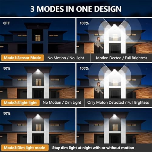 Luces solares para exteriores con sensor de movimiento y cámara simulada de 77 LED 7