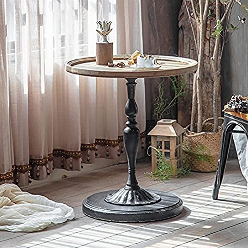 Mesa lateral retrô para pátio, mesa redonda antiga ao ar livre, mesa de café resistente às intempéri