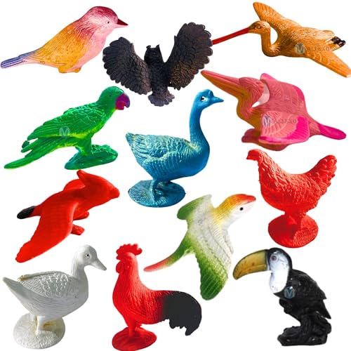 Image of Big Size Soft PVC Bird Animal Toys|12PCs Animal Action Figure Playset for Kids Boys and Girls Jungle Miniature Birds Sparrow Farm Animal Toys Decoration Items Birthday Return Gift for Children