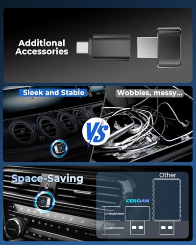 Image of CEROAN 2-in-1 Wireless CarPlay Adapter & Android Auto Wireless Adapter for Cars - Convert Wired to Wireless with Bluetooth 5.3 & 5GHz WiFi, Auto Reconnect, Lag-Free for iOS /Android (Mini)