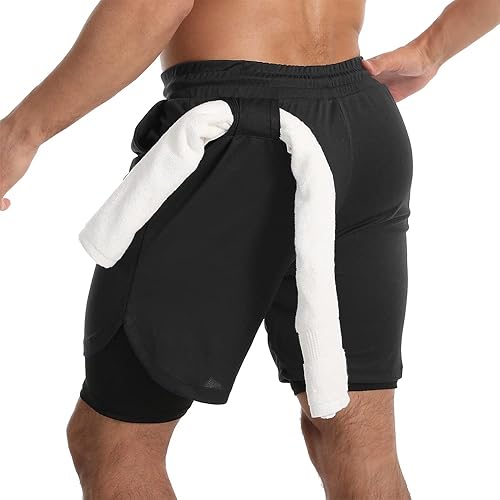 Miniatura 2 de JWJ Men's Running Athletic Workout Sports Mens 2 in 1 Shorts Breathable Gym Short for Men with Pocket