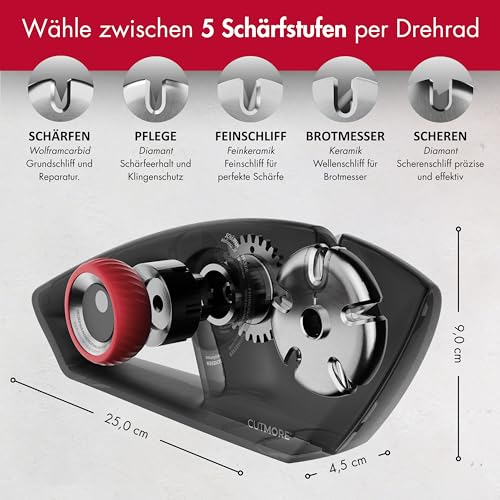 Foto von CUTMORE Messerschärfer Testsieger – 5-in-1 Diamant Messerschleifer für Messer, Brotmesser & Scheren – rutschfest, effektiv & einfach zu bedienen - bekannt aus Hobbykoch-Community