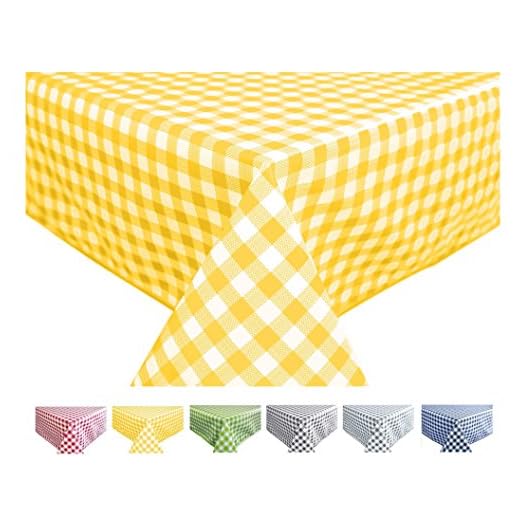 Mantel de hule, rectangular 140 x 200cm cuadros Amarillo