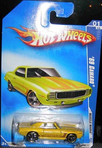 2009 HOT WHEELS '09 MUSCLE MANIA YELLOW '69 CAMARO 01 OF 10 077/190 1:64 by Mattel