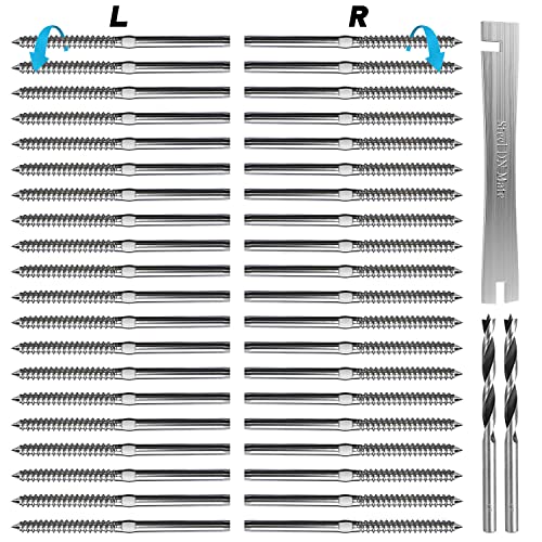 Amazon Crazy 🔥 Deals Steel DN Mate 40 Packs T316 Stainless Steel Right&Left Handed Thread Swage Lag Screws for Wood Post of 1/8 Steel Cable Railing Kit, Cable Railing Hardware, DIY Wood Baluster, Wrench Included
