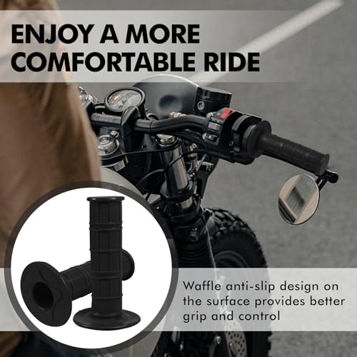 Image of 2PCS Non-Slip Rubber Motorcycle Handlebar Grips, Universal Fit for Motorcycle, Dirt Bike, ATV, Powersports Accessories (Black)